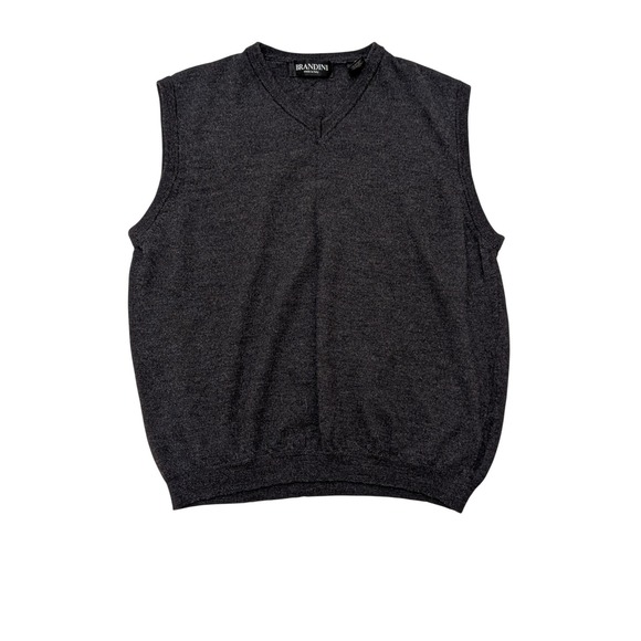 Men's‎ L Dark Gray Vest 100% Merino Wool Made in Italy Knit Pullover - Picture 6 of 6